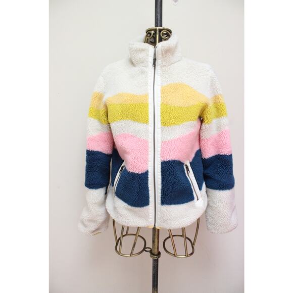 Faherty Sun And Wave Landscape Sherpa Shearling Fleece Zip Up Jacket Medium - Picture 2 of 5